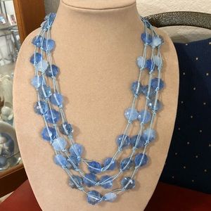 3 strand necklace with blue stones